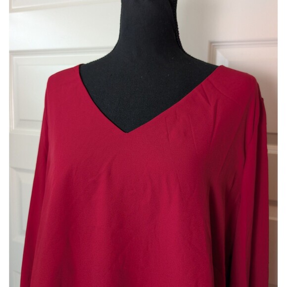 NWT Lulus Size XL Blouse Stylish and Sincere Berry Red Long Sleeve V-Neck Top - Picture 4 of 12